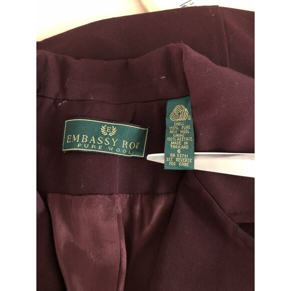 Embassy Row Women's 6 Jacket Maroon Long Sleeve Zipper Clueless Preppy Office - Picture 7 of 10